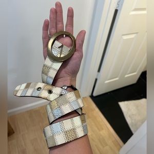 Fossil genuine Leather Patchwork Bohemian Belt S Vintage